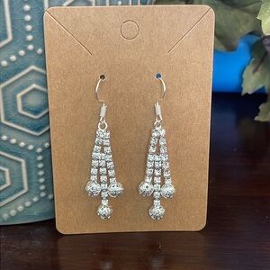 Silver and Rhinestone Crystal CZ Earrings